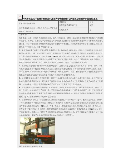 重型多轴数控机床动力学特征剖析与大型复杂曲面零件自适应加工[资料]