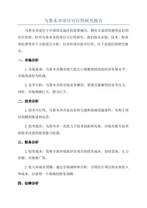 乌鲁木齐项目可行性研究报告