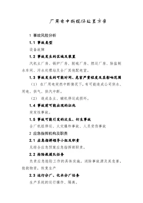 公司厂用电中断现场处置方案