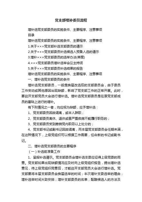 党支部增补委员流程