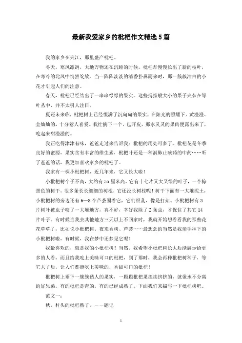 最新我爱家乡的枇杷作文精选5篇