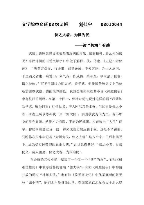 侠之大者,为国为民