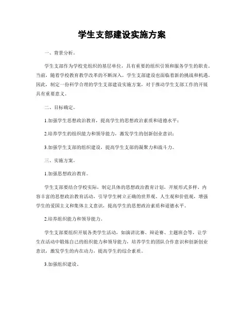 学生支部建设实施方案