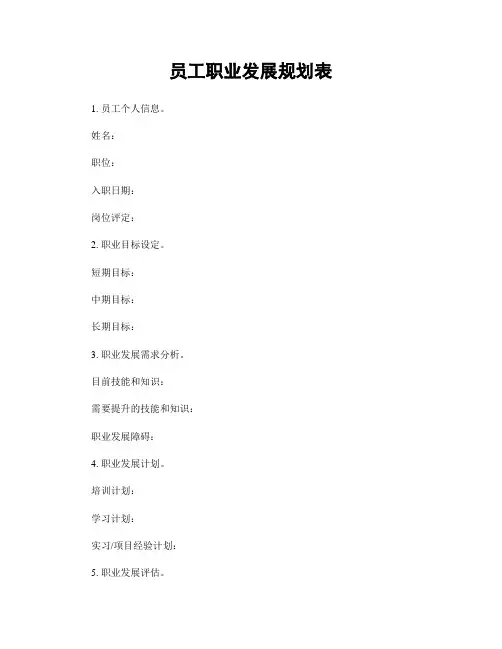 员工职业发展规划表