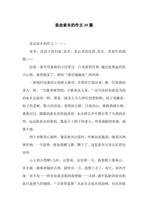 思念家乡的作文20篇