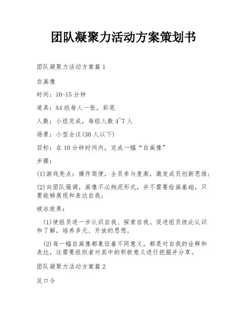 团队凝聚力活动方案策划书