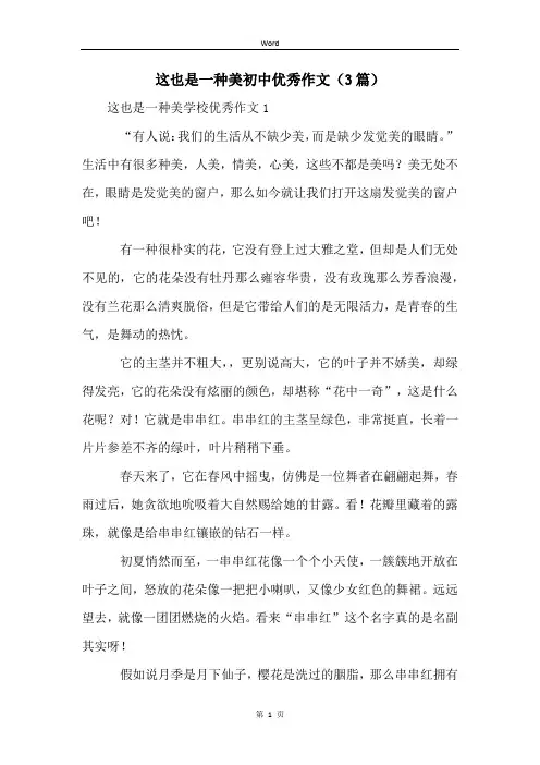 这也是一种美初中优秀作文(3篇)