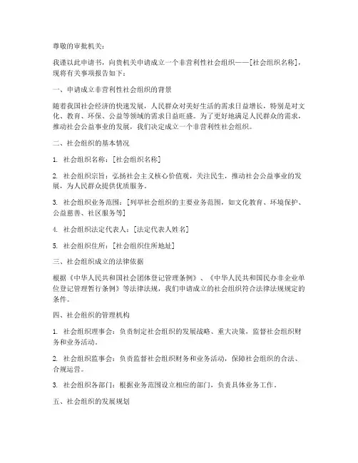 申请民非申请书