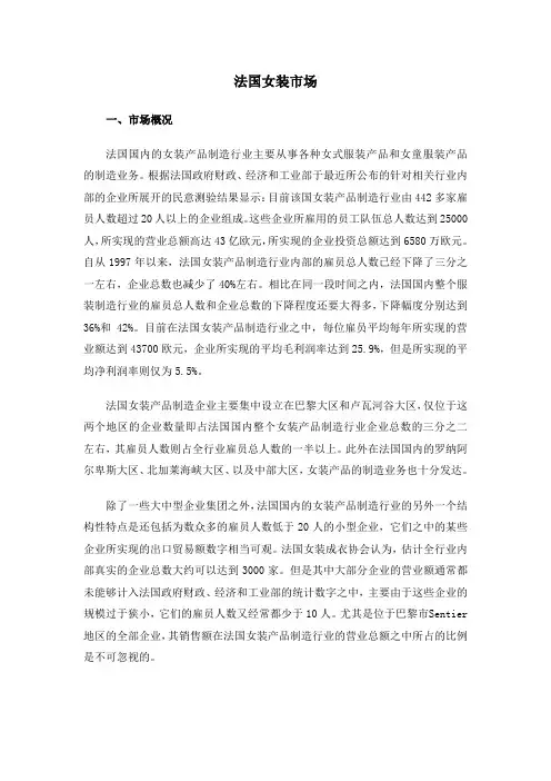 法国女装市场调研报告