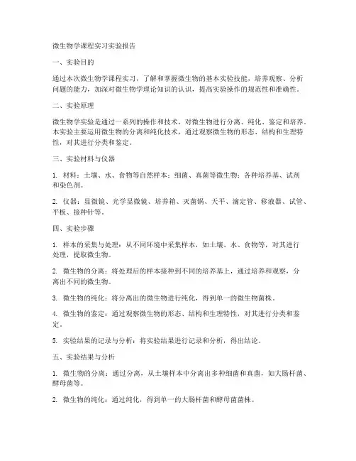 微生物学课程实习实验报告