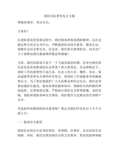 消防支队领导发言文稿