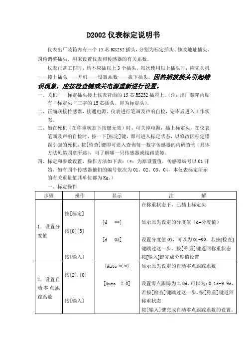 D2002仪表标定说明书