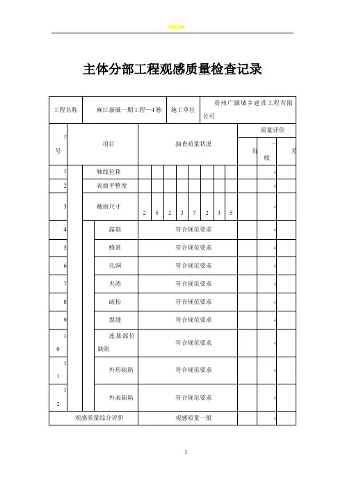 地基与基础分部工程观感质量检查记录