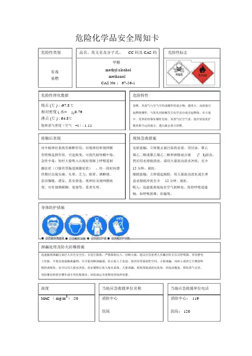 危险化学品安全周知卡(常规的31种)--MSDS