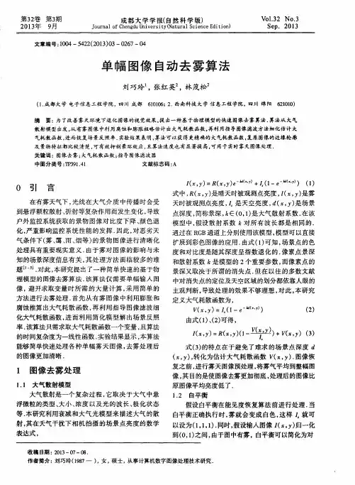 单幅图像自动去雾算法