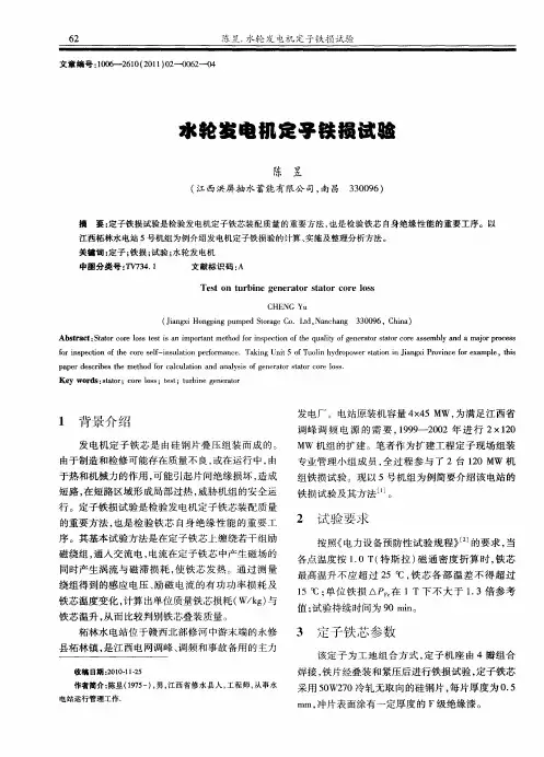水轮发电机定子铁损试验
