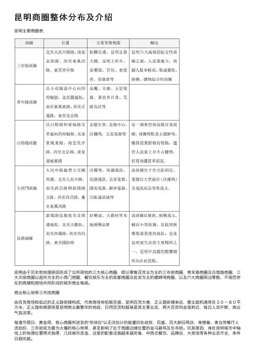 昆明商圈整体分布及介绍