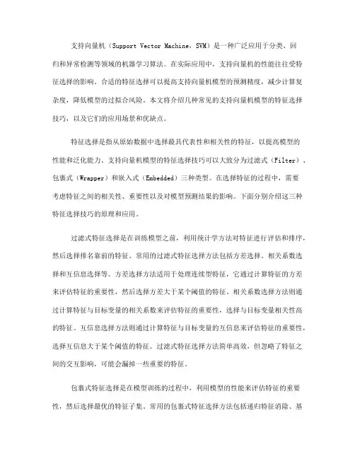 支持向量机模型的特征选择技巧