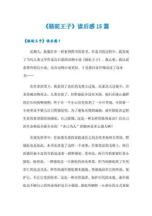 《骆驼王子》读后感15篇