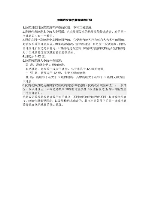 抗震烈度和抗震等级的区别