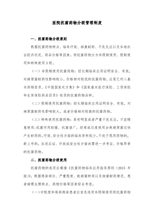 医院抗菌药物分级管理制度