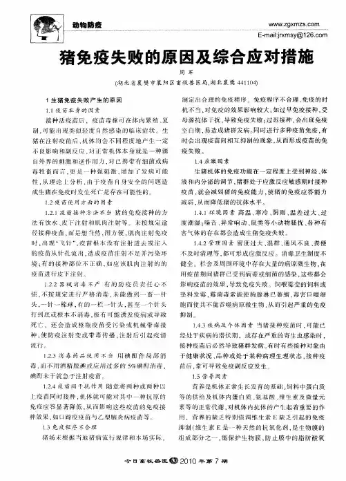 猪免疫失败的原因及综合应对措施