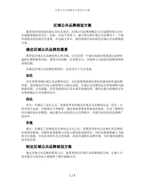 区域公共品牌规划方案设计方案