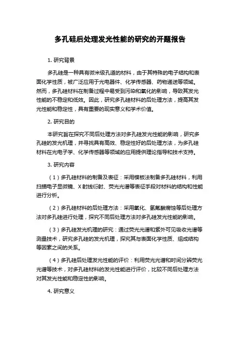 多孔硅后处理发光性能的研究的开题报告