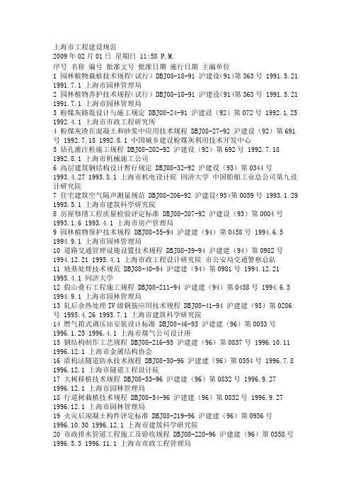 上海市工程建设规范