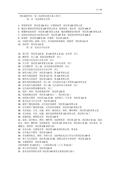 刑法罪名一览表
