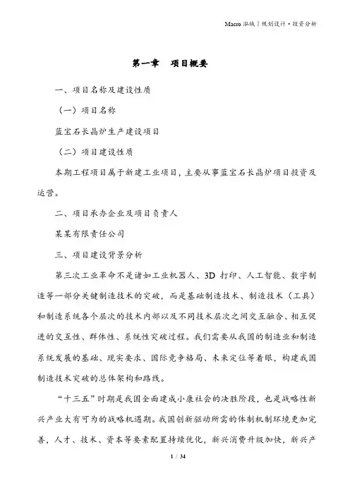 蓝宝石长晶炉制造项目建议书