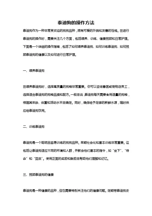 泰迪狗的操作方法