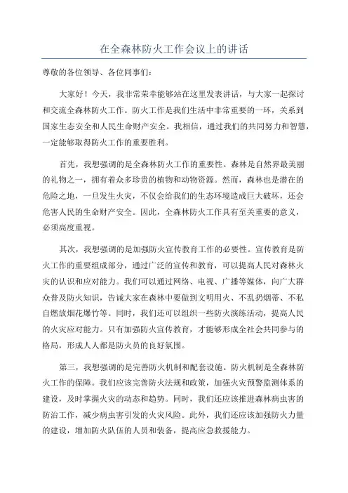 在全森林防火工作会议上的讲话