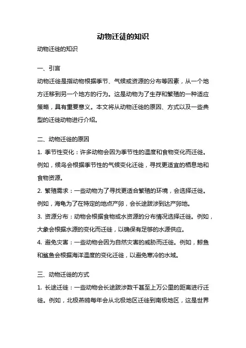 动物迁徒的知识