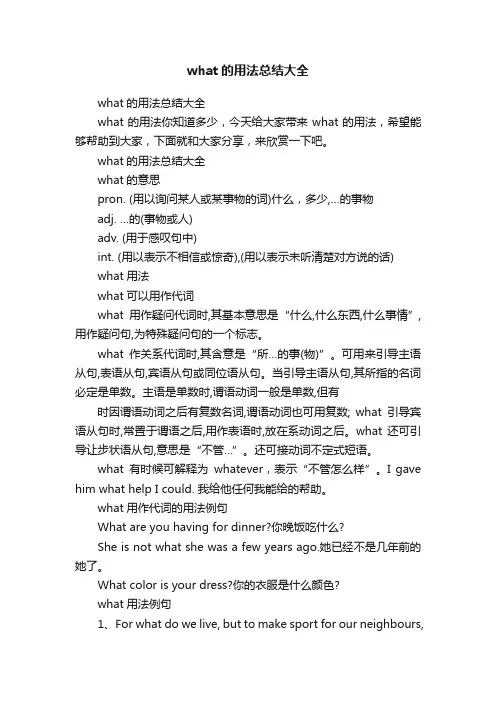what的用法总结大全
