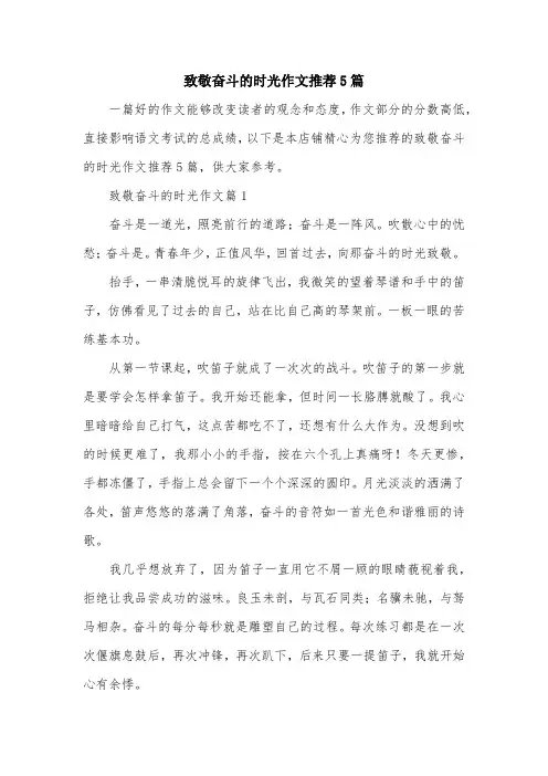 致敬奋斗的时光作文推荐5篇