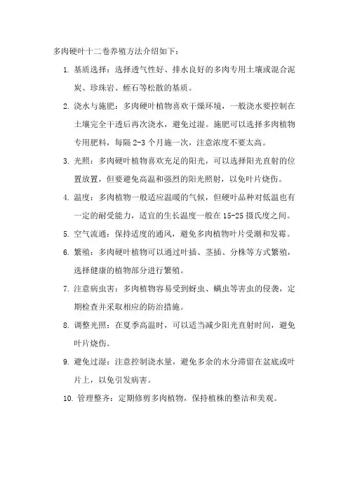 多肉硬叶十二卷养殖方法