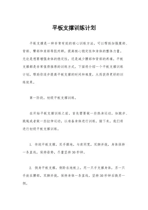 平板支撑训练计划