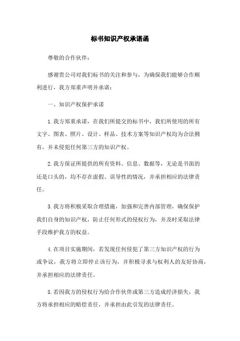 标书知识产权承诺函