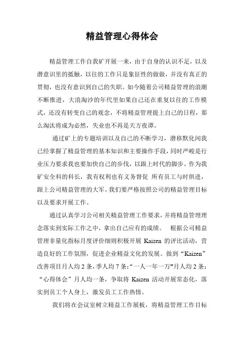 精益管理之我见