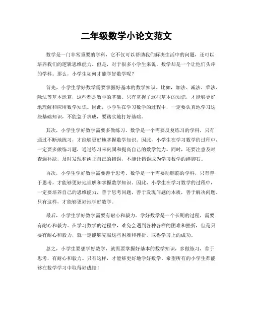 二年级数学小论文范文