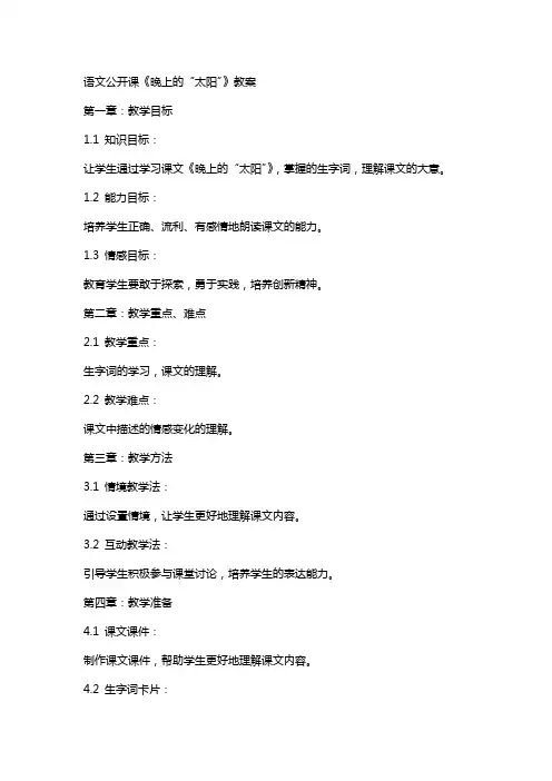 语文公开课《晚上的“太阳”》教案