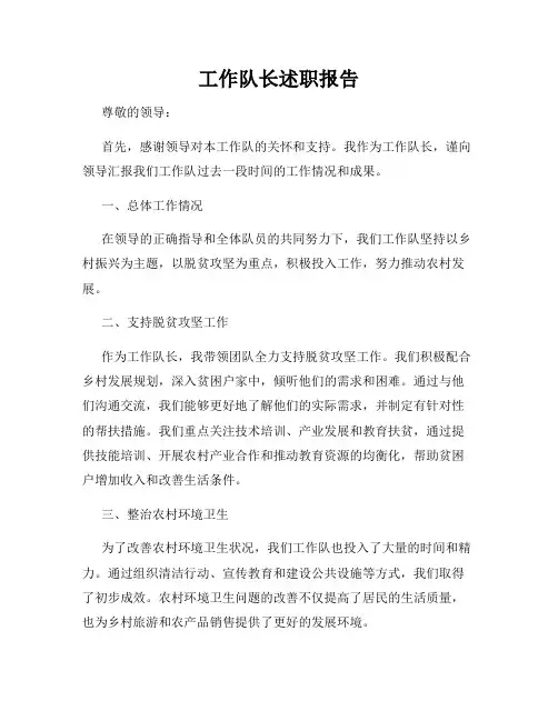 工作队长述职报告