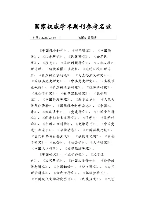 甘肃省职称论文核心期刊目录之欧阳法创编