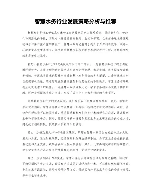 智慧水务行业发展策略分析与推荐
