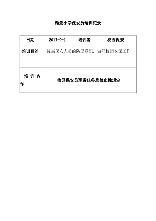 保安人员培训记录