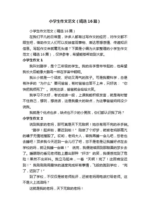 小学生作文范文（精选16篇）