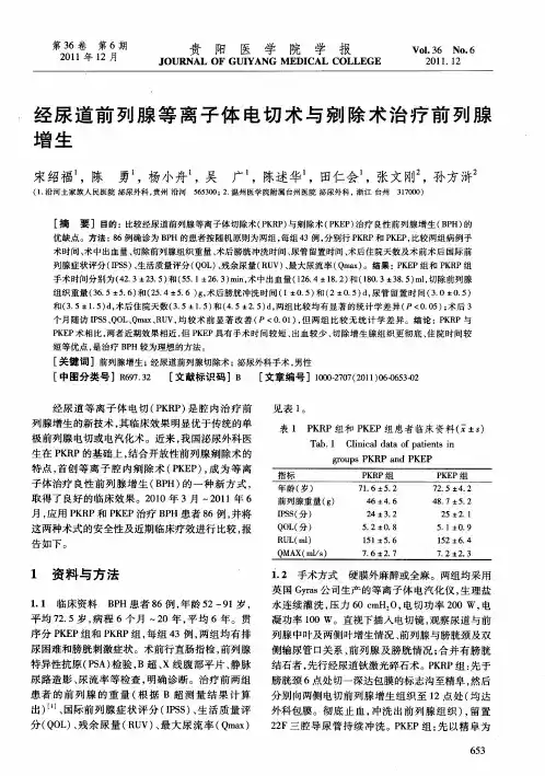 经尿道前列腺等离子体电切术与剜除术治疗前列腺增生