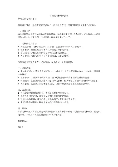 实验室考核总结报告