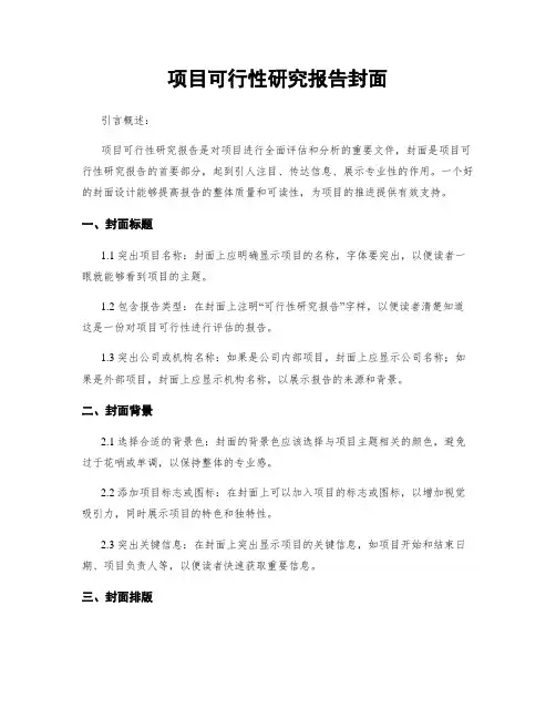 项目可行性研究报告封面